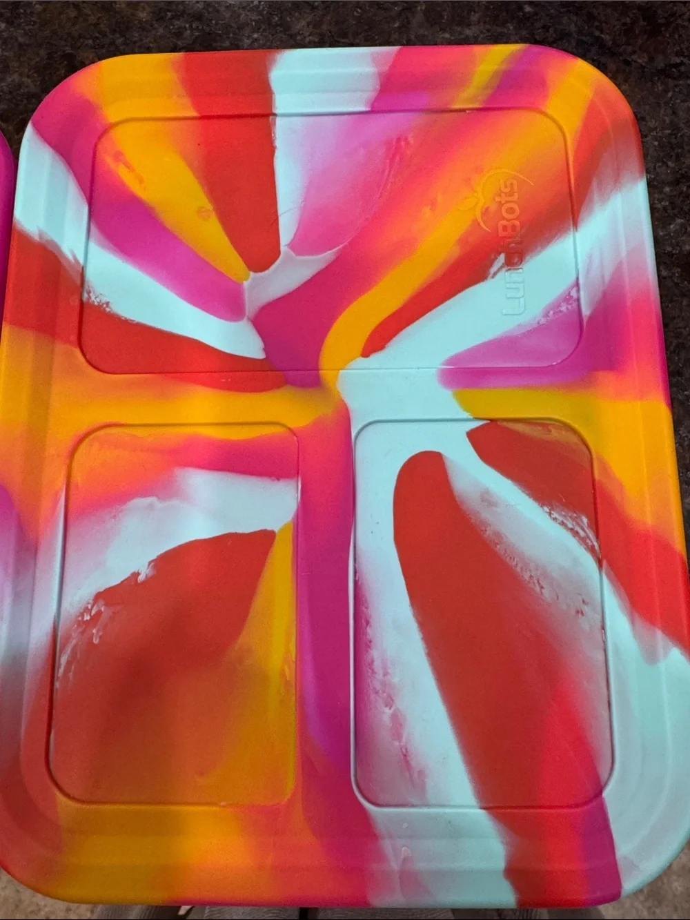 Lunch bots Bright Pink & Orange Silicone Compartment Tray - Home Storage